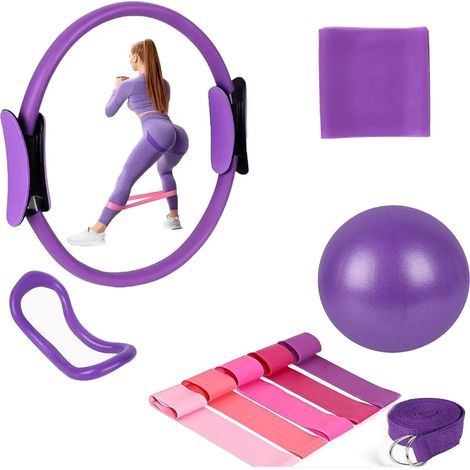 10 Pièces Ensemble D'anneaux de Pilates,Anneau de Pilates,Kit Essentiel de Pilates,Pilates Accessoires,Ensemble de bagues de Pilates,pour Les Jambes,Les Bras et Les Cuisses (1/5)