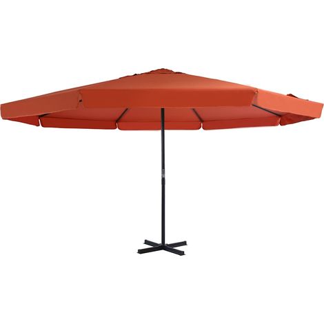 Parasol de Jardin avec Manivelle Mât en Aluminium Terre Cuite Ø 500 x H 300 cm - PANGIVO (1/5)