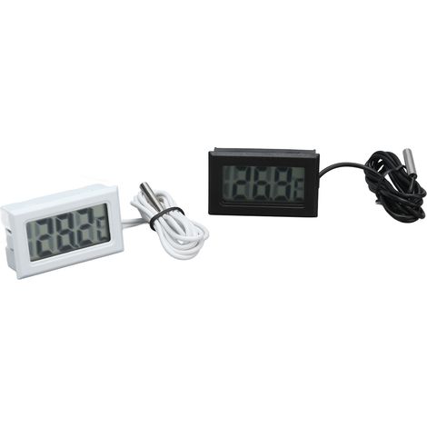 Lot de 2 thermomètres électroniques numériques avec sonde, rafraîchissement en 2 secondes (noir et blanc). (1/5)