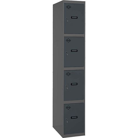 SimonRack Vestiaire Métallique 4 Porte, 1800x300x500 mm, Serrure à Clé et Aérations, Anthracite Simonlocker (1/2)