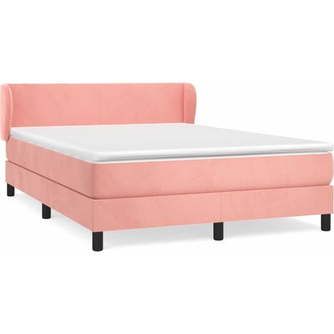 Maison Exclusive - Sommier à lattes de lit avec matelas Rose 140x190 cm Velours (1/5)