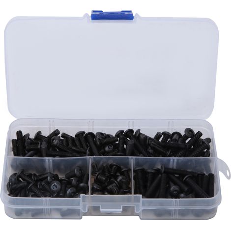 Vis À Tête Ronde Noire - Acier Au Carbone - Kit De Fixation 170 Pièces - 6 Spécifications - Pour Maison Et Véhicule (1/5)