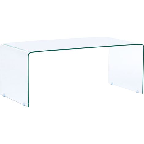 Table Basse Rectangulaire 100 x 50 cm Complètement en Verre Transparent de Style Minimaliste pour Salon Contemporain ou Moderne Beliani (1/5)
