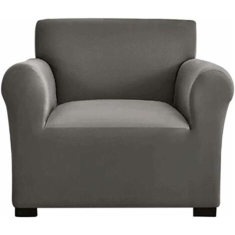 Stretch Sofa Cover 1/2/3 Seater Sofa Cover, Sofa Protector with Armrests, Armchair Cover with Non-Slip Foam Sticks (1 Seater, Grey) (1/4)