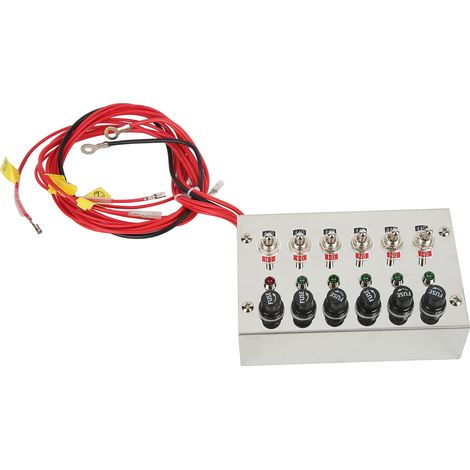 Panneau commutateur à bascule 6 positions 12V 24V 15A avec fusibles et voyants LED acier inoxydable poli pour voitures de course camping-cars camions (1/5)