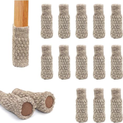 Lot de 16 chaussettes antidérapantes en feutre pour pieds de chaise, tricotées et très élastiques, couleur kaki. (1/5)