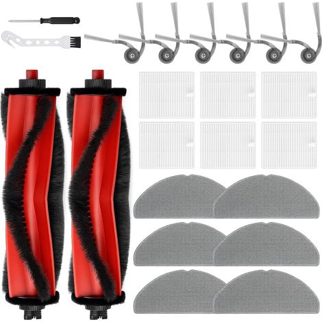 22 Stück Zubehör für Roborock Q7 M5/ Q7 L5+ Saugroboter Ersatzteile, 2 Hauptbürsten, 6 HEPA-Filter, 6 Wischpads, 6 Seitenbürsten, 1 Schraubendreher, 1 Sauberes Werkzeug (1/5)