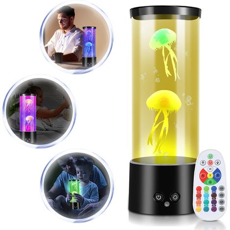 Wolketon Veilleuses LED méduse Lampe d'ambiance Veilleuse Lampe Lave RGB Lampe de table Bureau Artificielle