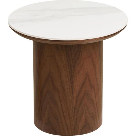 Frida table d'angle Ø40cm blanc, brun foncé. (1/5)