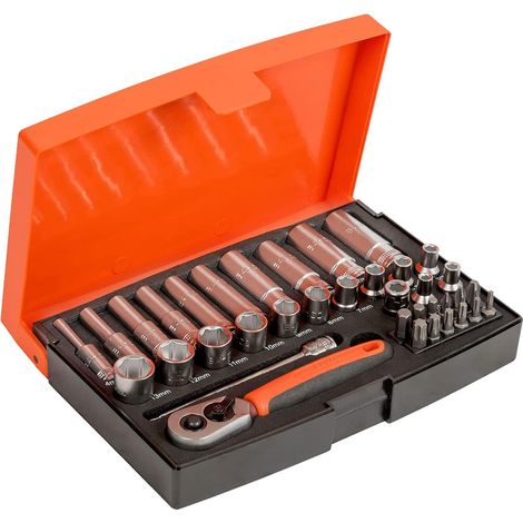 Bahco SL25L 1/4in Deep Drive Socket Set, 37 Piece BAHSL25L