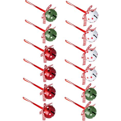 12pièces Cloches De Noël Forme De Nœud À Suspendre Décoratives Pour Sapin De Noël Pendentifs Suspendus