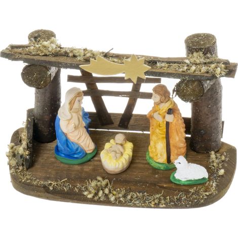 Presepe in legno monoblocco, altezza 16 cm (1/4)