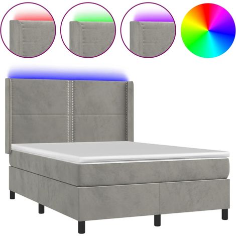 Maison Exclusive - Sommier à lattes de lit matelas et LED Gris clair 140x190 cm (1/5)