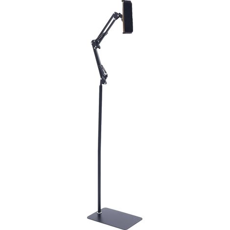 Supporto per tablet autoportante, altezza totale 1,35 m, capacità di carico 500-700 g, intervallo di serraggio 12-18 cm, dimensioni base 19 cm x 29,5 cm, lunghezza braccio 25 cm (1/5)