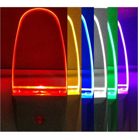 2 Pcs LED Multicolore Veilleuse Automatique 0,5W avec Capteur Photosensible pour une Lumière du Crépuscule à l’aube munie d’une prise électrique Multicolore (1/5)