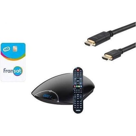 ASTON Récepteur TV satellite HD CONNECT + Carte Viacess Fransat PC6 + Câble HDMI - HD ME