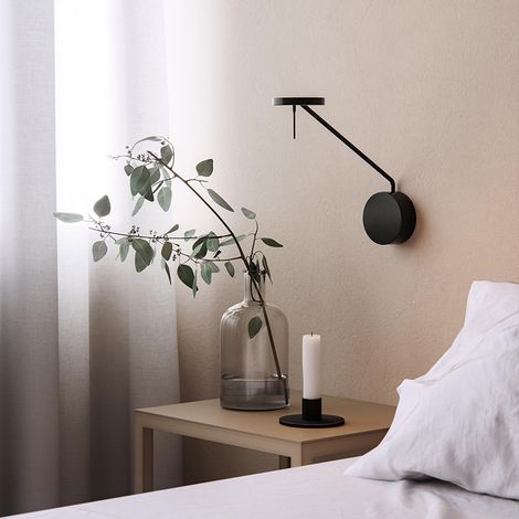 Grok Invisible - Lampe de lecture murale LED Gradateur tactile noir mat 765lm 3000K (1/5)