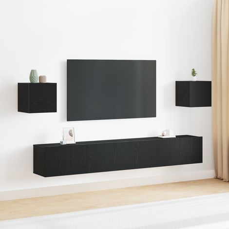 TV-Schrank-Set 6 pcs Schwarz Eichen-Optik 200 x 30 x 30 cm vidaXL (1/5)
