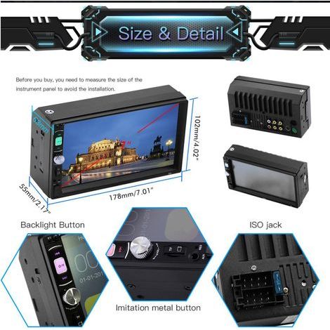 2-DIN-Autoradio mit 7-Zoll-Bildschirm, Bluetooth und MP5-Multimediasystem für das Auto