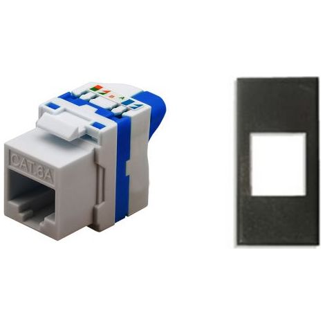 TechLy presa di rete RJ45 UTP CAT.6a tooless + Axolute nera