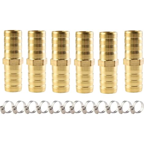 Raccords de tuyaux en laiton,6 pièces raccord à emboîter de 12 mm × raccord fileté mâle de 1/8 pouce, comprend 6 colliers de serrage, convient pour raccorder le gaz, l'eau et le carburant (1/5)