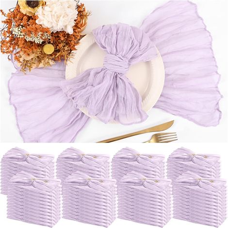 84 Serviettes en Mousseline 50 x 50 cm Lilas froissées pour dîner, bohème Rustique, Douces, pour Mariage, fête, décoration de Table (1/5)