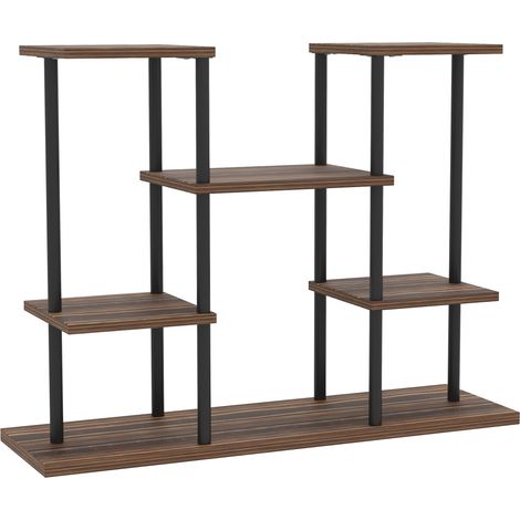 4-stufiges Pflanzenregal aus Metall und Holz 80 x 24 x 61,5 cm Anthrazitschwarz MODENUIT (1/5)