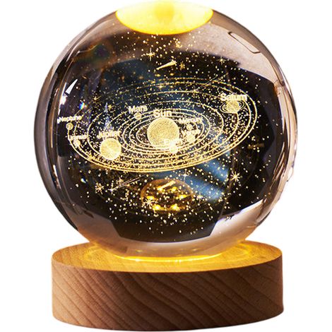 Boule de cristal Galaxie créative, sculpture intérieure 3D, base lumineuse, veilleuse, petite décoration en verre, cadeau d'anniversaire (1/5)