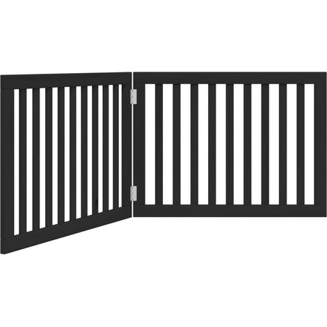 Barrière pour chien pliable 2 panneaux noir bois de peuplier
