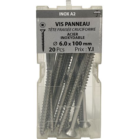 20 vis agglo 6x100mm fraisée Pz inox A2 - Vissal