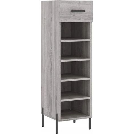 Meuble à chaussures gris Sonoma, dimensions 30x35x105 cm, en bois d'ingénierie. (1/5)