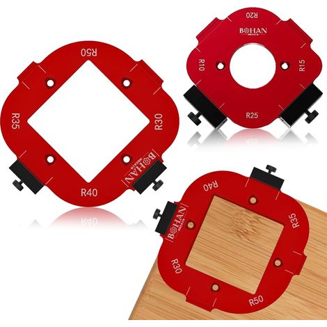 Gabarit D'angle - Lot de 2 - Alliage D'aluminium - Rayon R10-R50 - Travail du Bois - Rouge (1/5)
