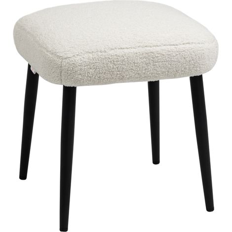 Tabouret repose-pieds aspect cachemire blanc crème