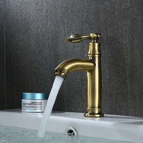 Rubinetto da bagno retrò in ottone con maniglia singola Rubinetto da bagno in rame antico (1/4)