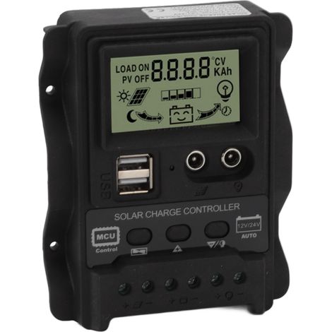 Contrôleur de charge solaire K1688 PWM double CC avec boîtier noir, régulateur de panneau solaire pour maison 20 A