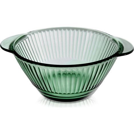 Green Glass Soup Bowl with Handles, 450 ml Capacity (1/4)