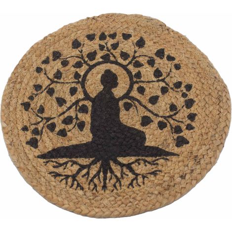 Set de Table Naturel - Jute 30cm - Imprimé Arbre Bodhi- Vendu par 1 (1/4)