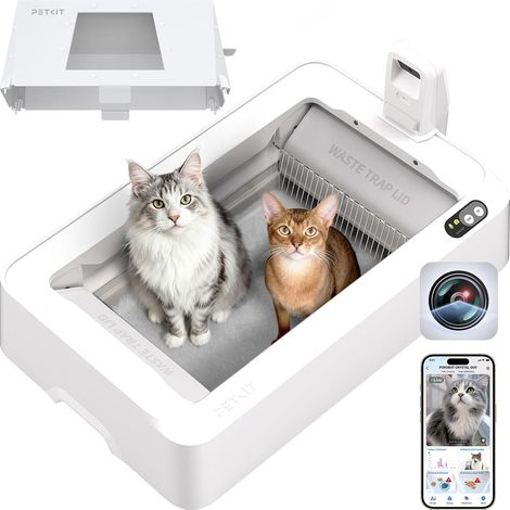 Self-Cleaning Cat Litter with AI Camera  Open Space, App Control, with Hood, Health Monitoring, Double Deodorisation, Suitable for Large Cats (1/5)