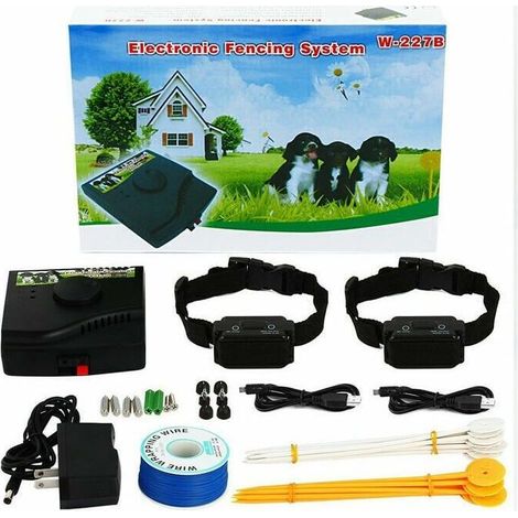 Collier anti-fugue pour clôture électrique pour chien – 300m de fil – 2 colliers étanches – Installation enterrée ou au sol