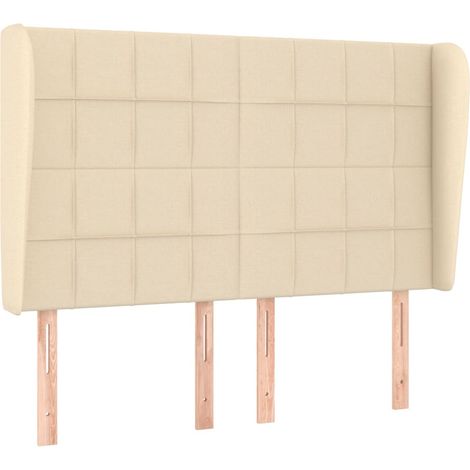 Testiera Testata del letto ad Orecchio Crema 147 x 23 x 118/128 cm in Tessuto (1/4)