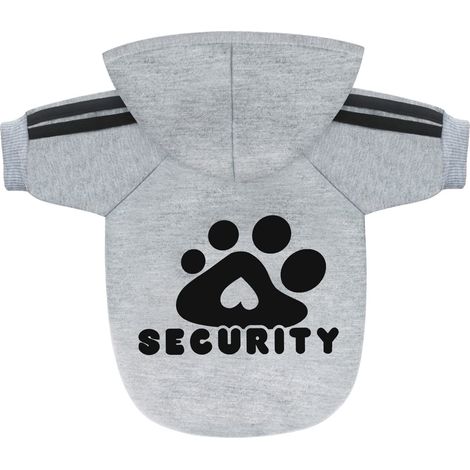 Sweat-shirt à Capuche pour Chien Vêtement de Sport Sécurité Imprimé Pattes d'animaux Sweat-shirt Doux et Confortable pour Chiens et Chats Noir et Gris (1/5)