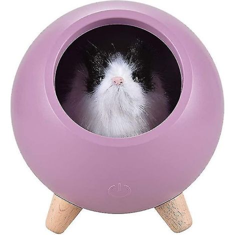 Veilleuse Petit Hamster - Lampe de nuit pour animaux de compagnie à trois niveaux de réglage - Rechargeable par USB - Lampe d'ambiance mignonne - Décoration intérieure - Violette (1 pièce) (1/5)