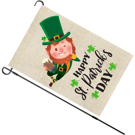 St. Patrick's Day Flagge, doppelseitig, farbecht, Polyester, Blattmuster, Gartenflagge für Rasen, Hof, Party S01 (1/5)