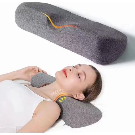 Memory foam cervical pillow for stiffness and pain relief, cervical support pillow, rolled cervical pillow for bed (dark gray) - AquaForge (1/4)