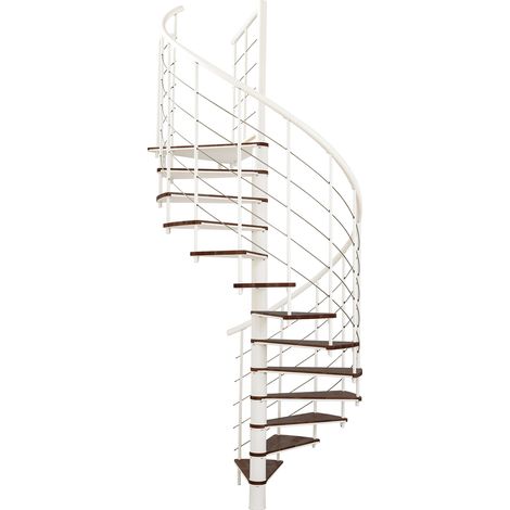 Minka Spindeltreppe Fusion 37 - 295cm Geschosshöhe Walnuss Weiß 160cm Durchmesser