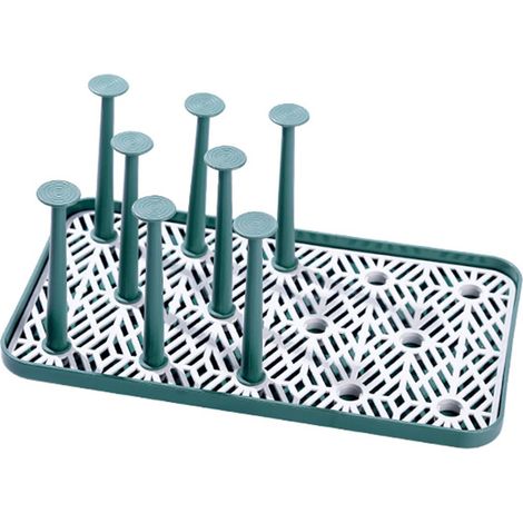 Dust-proof Cup Drying Rack Multifunctional Plastic Draining Glass Cup Holder Stand Home Decoration Green (1/5)