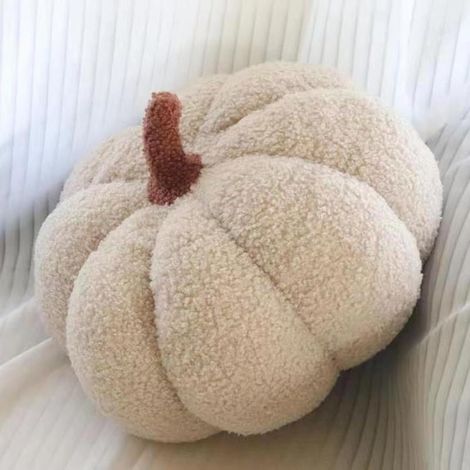 Coussin Citrouille, Coussin Forme de Citrouille Crème Blanc, Coussin Décoratif d'automne, Coussin Esthétique pour Canapé en Velours Teddy, Halloween Décoration Maison(Off-White,20cm) (1/5)
