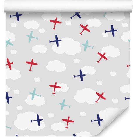Papel pintado Aviones coloridos en las nubes para salón y dormitorio 50x1000 cm (1/5)