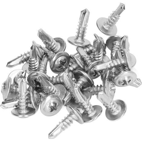 Vis autotaraudeuses en acier inoxydable 410, tête ronde à rondelle, pour l'industrie mécanique, 4,8 x 16 mm, lot de 100. (1/5)