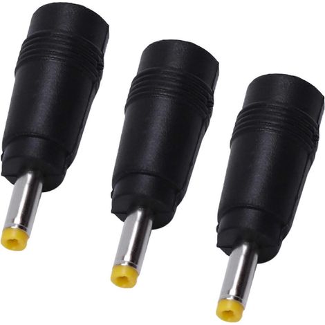 3 connecteurs d'alimentation CC noirs, fiche mâle 4,0 x 1,7 mm à embout jaune vers prise femelle 5,5 x 2,1 mm (1/5)